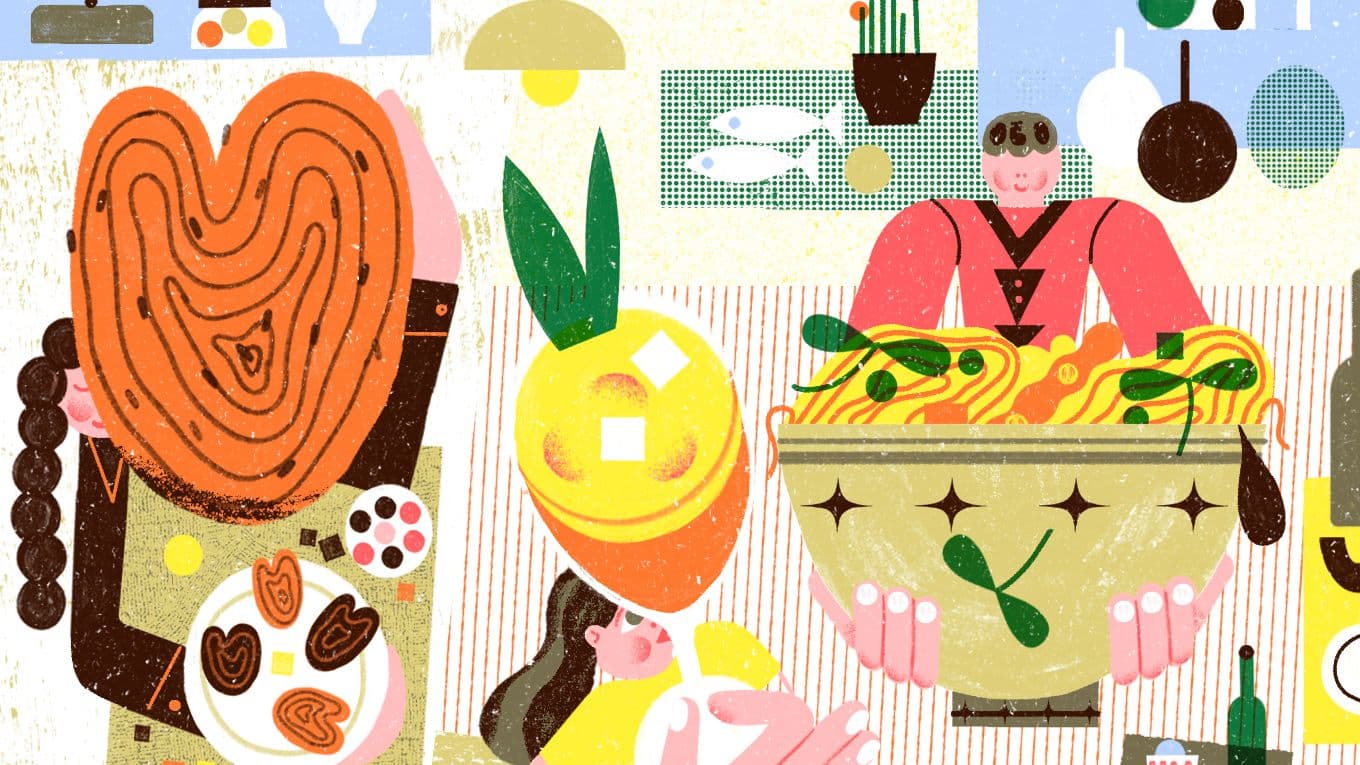 Image of people enjoying food and drink