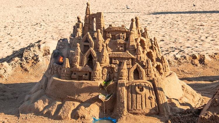 Artistic sandcastle at the beach