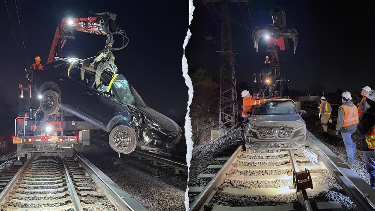 NYC Joyride Gone Wrong: Drunk Driver's Fiery Train Track Crash!