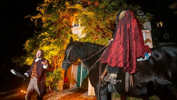 Actors perform the Legend of Sleepy Hollow at Washington Irving's Sunnyside estate