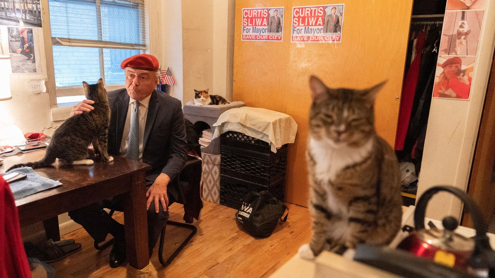 Curtis Sliwa with Cats