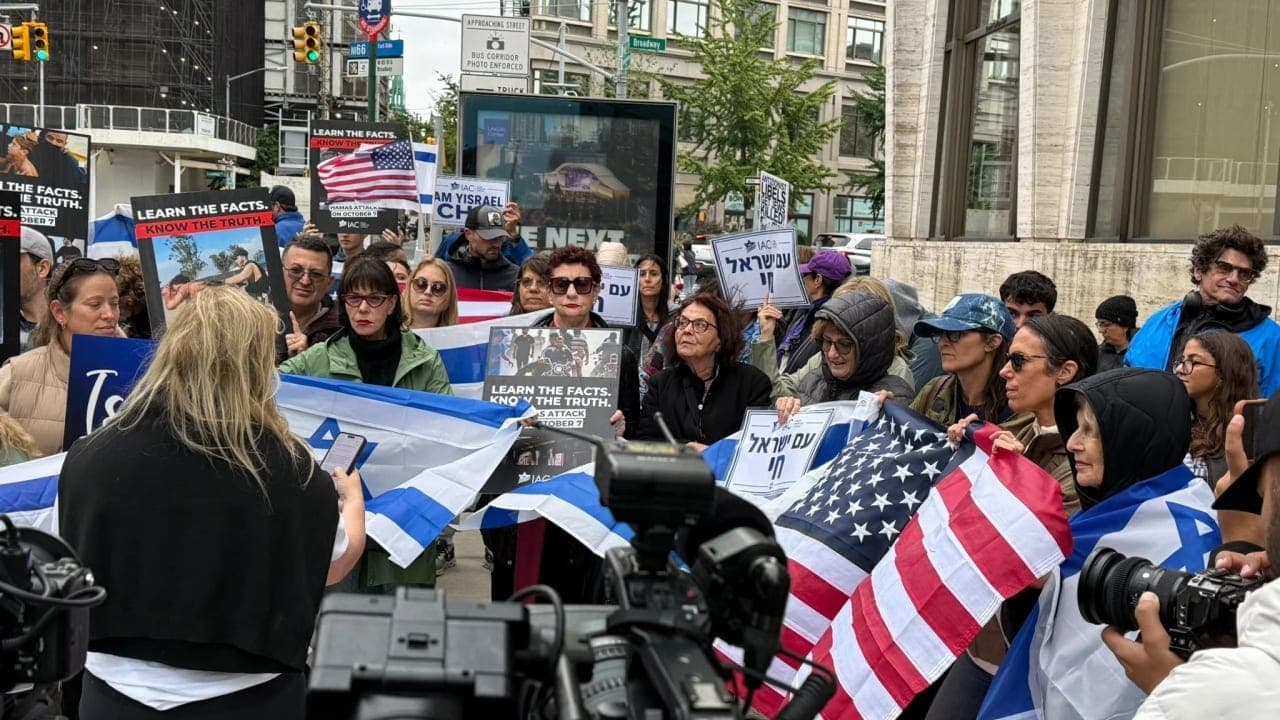 NYC Rally Erupts: Protesters Counter Controversial 'NAZA' Film with October 7 Footage