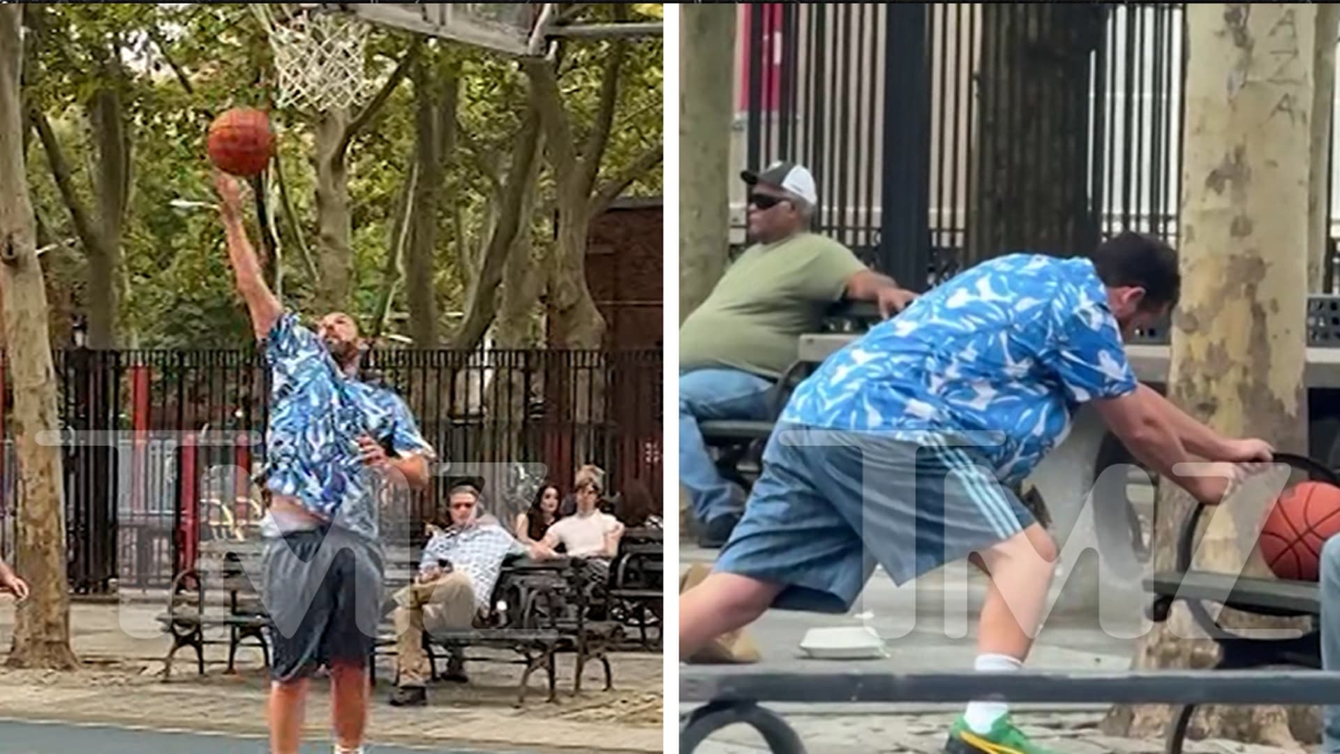 Adam Sandler Shows He's Still Got It! See Him Hit the Court in NYC