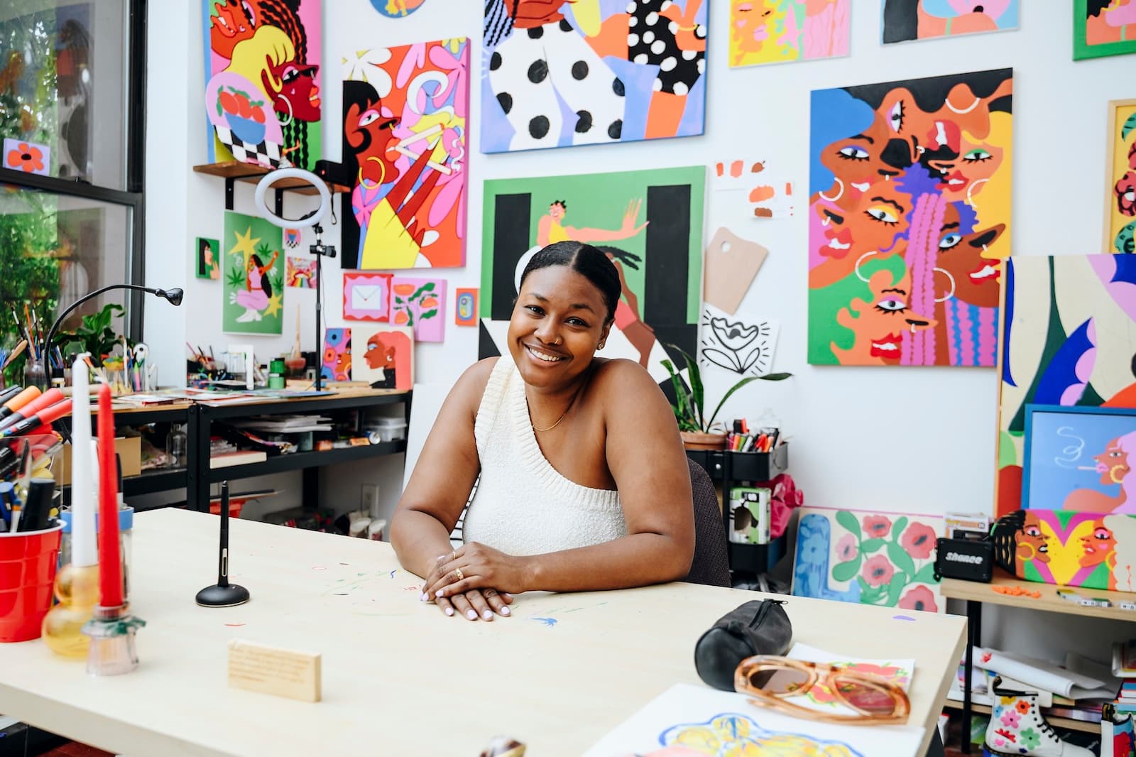 Shanee Benjamin in her apartment