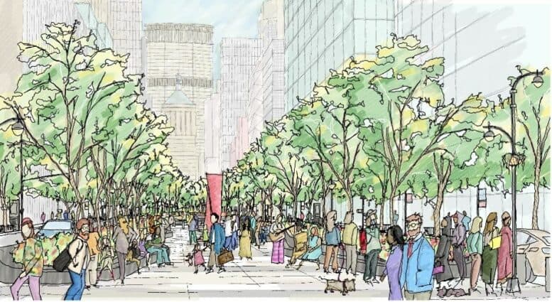 Concept sketch of Park Avenue redesign